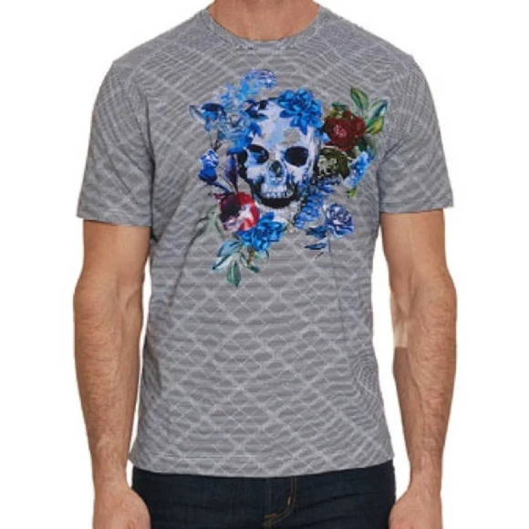 Robert Graham Naylor Skull Graphic Cotton Short Sleeve T Shirt - Size XS - Picture 1 of 8